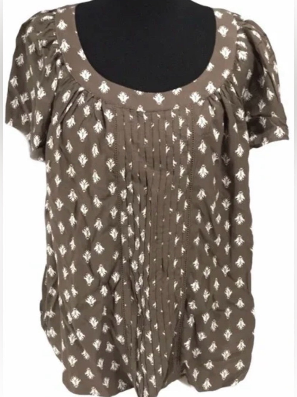 St John’s Bay Brown Pintuck Peasant Top - Size 2xl